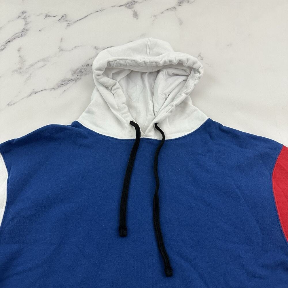 Disneyland Mens Color Block Hoodie Sweatshirt Size M Blue Red Mickey Pullover - Picture 2 of 12
